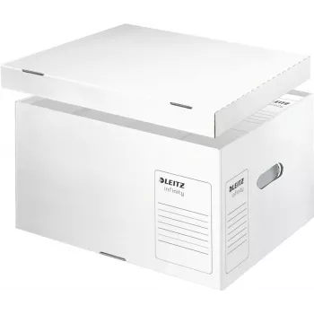 Leitz 61040000 Infinity archyvinė dėžė, balta, 10 vnt. pakuotė, A4/Folio, sukraunama, perdirbtas kartonas