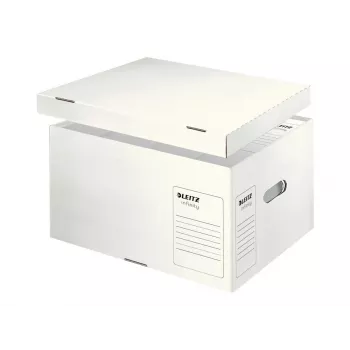 Leitz 61040000 Infinity archyvinė dėžė, balta, 10 vnt. pakuotė, A4/Folio, sukraunama, perdirbtas kartonas
