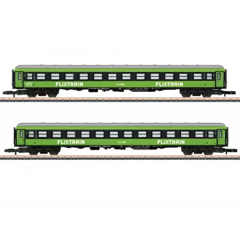 Märklin 87404 Z Gauge 2 vagonų rinkinys Flixtrain greitojo traukinio keleiviniai vagonai, VI epocha