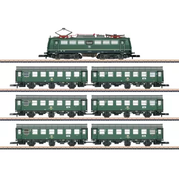 Märklin 81304 Z startinis rinkinys – DB Intercity Express traukinys (BR 103 elektrinis lokomotyvas, 2 keleiviniai vagonai, bėgių ovalas, maitinimo blokas)