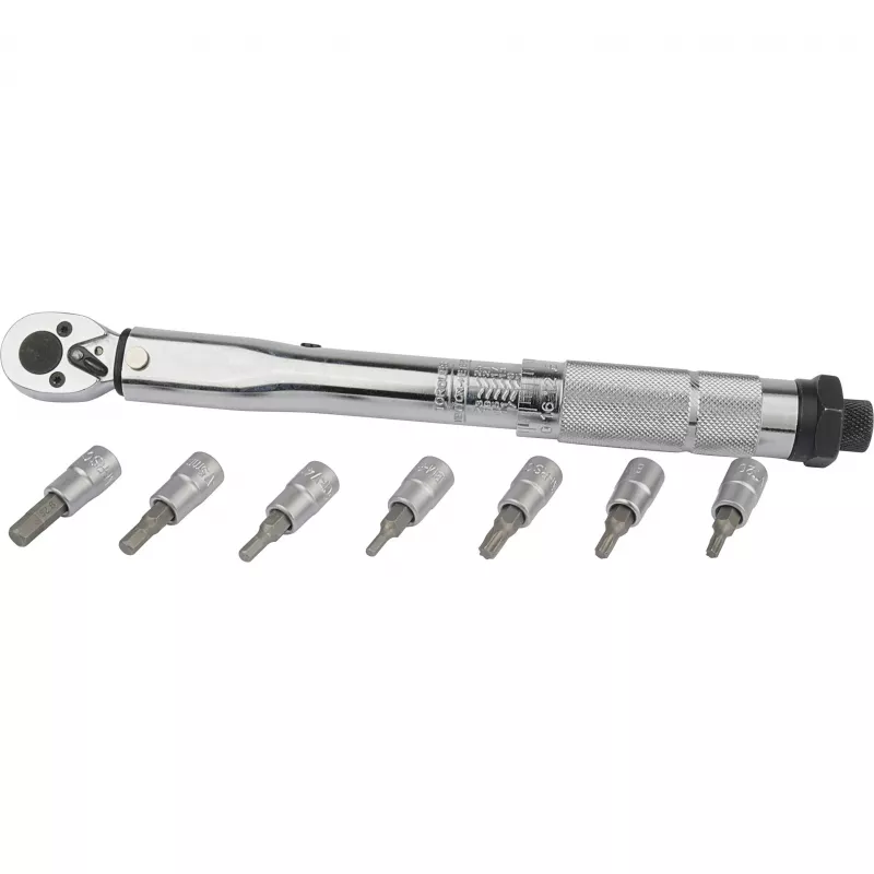 Brüder Mannesmann M18314 veržliarakčio veržimo momentui rinkinys 5-25 Nm, 1/4 colio pavara, 19 dalių