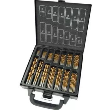 Brüder Mannesmann M54399 HSS metalo spiralinių grąžtų rinkinys, 99 dalių, TiN danga, cilindrinis kotas