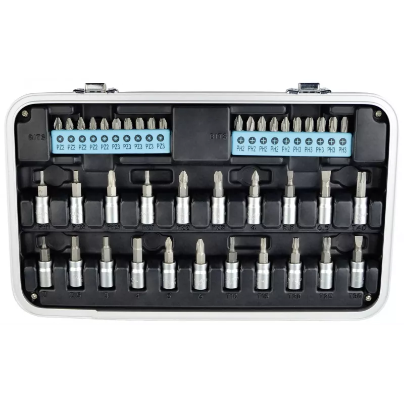 BRÜDER MANNESMANN QUANTOOL Q25003 116 dalių 1/4 inch šešiakampio antgalių rinkinys su apsauginiais antgaliais