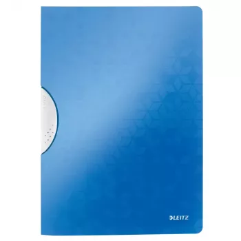 LEITZ WOW ColorClip A4 suspaudimo segtuvas, metalinio mėlyno su 3D reljefine paviršiaus struktūra, šviesiai pilkos vidinės dalies, 30 lapų talpa 4185-00-36