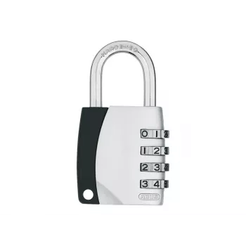 ABUS 155/40 kombinuota spyna su 4 skaitmenų kodu, aliuminio korpusas, grūdinto plieno lankas, sidabrinė ABVS30890
