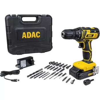 BRÜDER MANNESMANN ADAC 20 V akumuliatorinis gręžtuvas-suktuvas su Li-Ion baterija, 2 pavarų dėže, 40 Nm sukimo momentu, 13 mm be rakto griebtuvu, lagaminu, komplekte antgaliai (M17692)