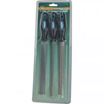 Brüder Mannesmann M61030 3 dalių medžio dildžių rinkinys, 200 mm geležtė, didelio anglies kiekio plienas, ergonomiška dviejų medžiagų rankena, GS sertifikuotas