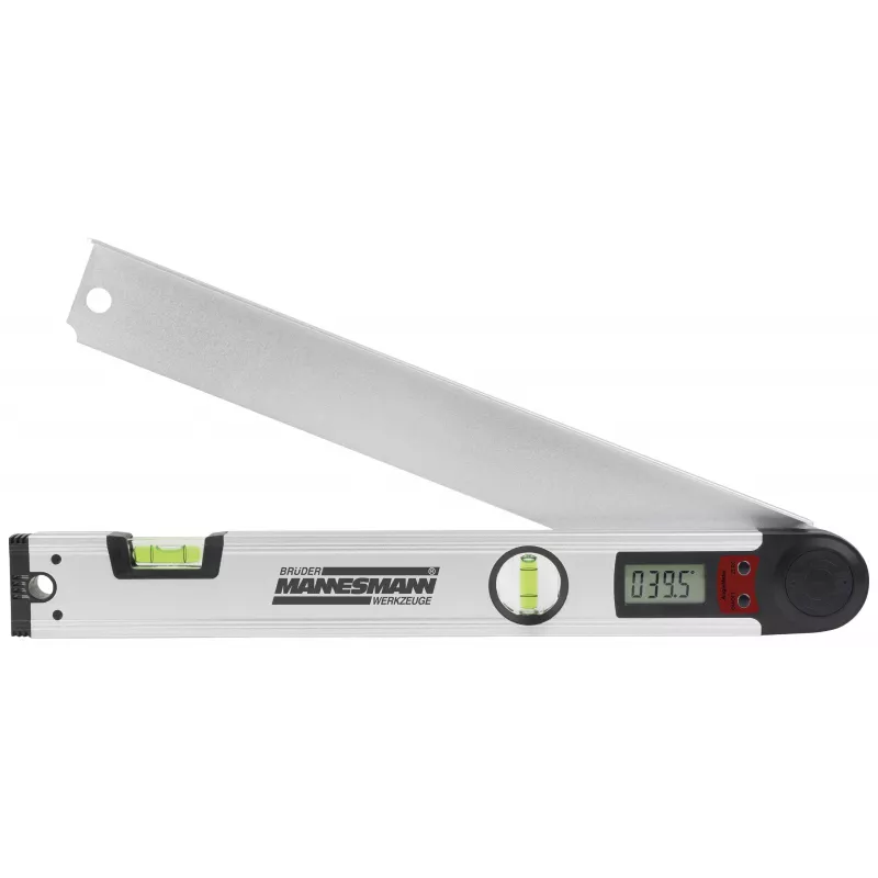 Brüder Mannesmann skaitmeninis kampų matuoklis su gulsčiukais, 400 mm, LCD, 0-220°, 0,1° skiriamoji geba, aliuminis (M81230)