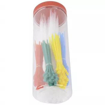 Brüder Mannesmann M13051 300 vienetų plastikinių raiščių rinkinys, 100 mm ir 200 mm, įvairių spalvų
