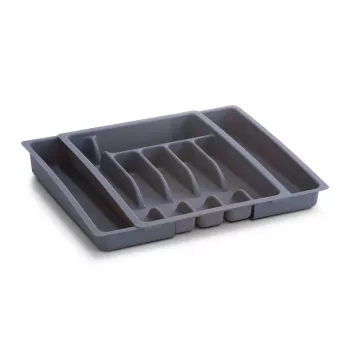 Zeller 24887 stalo įrankių dėklo organizatorius, plastikinis, pilkas, 5 skyriai