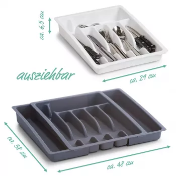 Zeller 24887 stalo įrankių dėklo organizatorius, plastikinis, pilkas, 5 skyriai