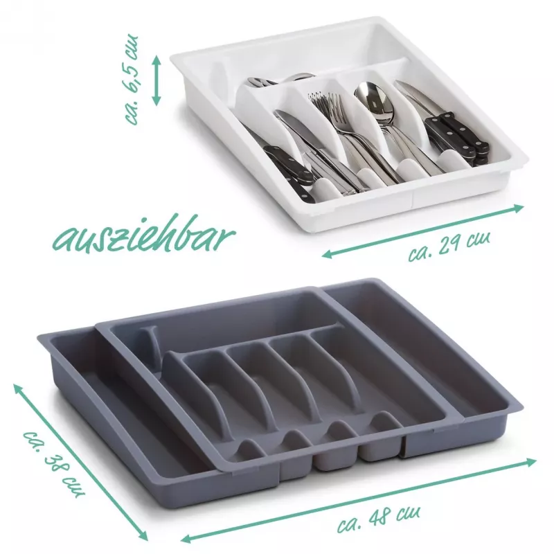 Zeller 24887 stalo įrankių dėklo organizatorius, plastikinis, pilkas, 5 skyriai