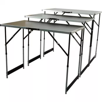 BRÜDER MANNESMANN M70113 Daugiafunkcis sulankstomas stalų rinkinys, 3 dalių, MDF E1 stalviršis 2,7 mm, aliuminio rėmas, sidabrinis/pilkas