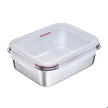 Westmark Click & Close maisto laikymo indas 2,25 L stačiakampis su sidabriniu dangteliu, permatomas SAN, sandarus, nepralaidus, be BPA 23692270