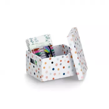 Zeller Dots laikymo dėžė balta su taškeliais 18,0 cm x 25,0 cm 14474