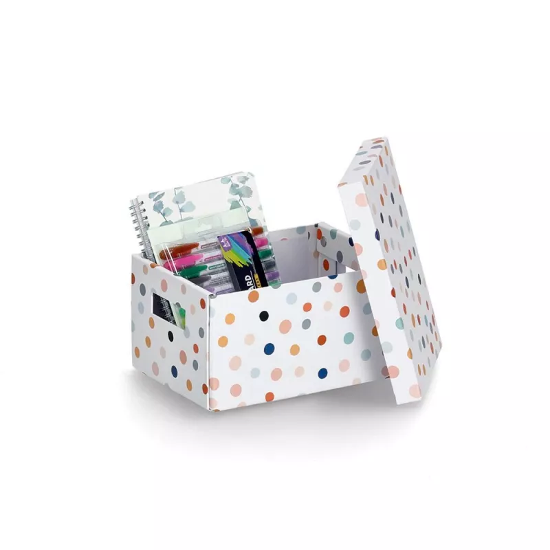 Zeller Dots laikymo dėžė balta su taškeliais 18,0 cm x 25,0 cm 14474