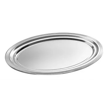 APS CLASSIC stačiakampė patiekimo lėkštė 460x340mm, sidabrinė, nikeliuota ir chromuota, su linijomis