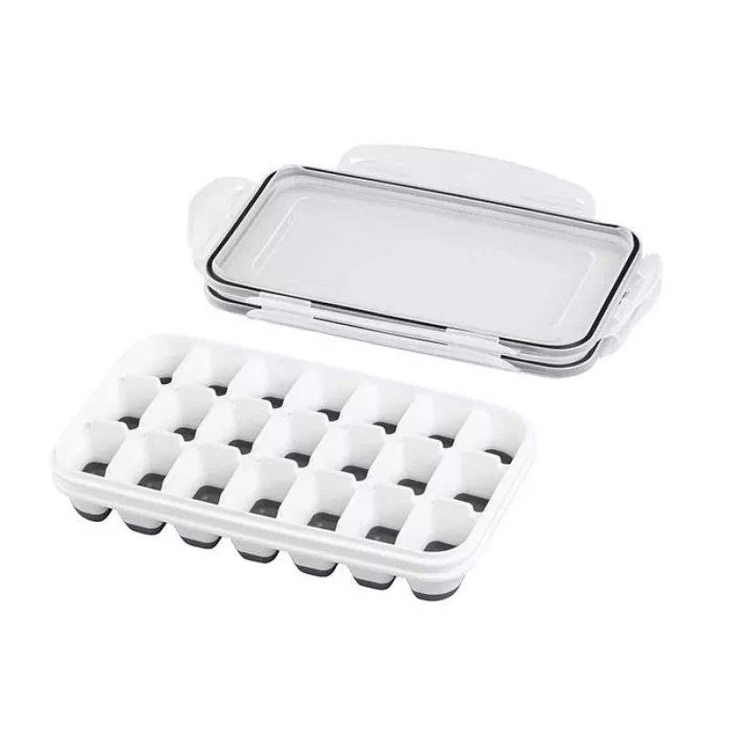 APS Ice Cube Box su dangteliu, permatomas/pilkas, rinkinys iš 2, polipropilenas, tinka plauti indaplovėje 36103