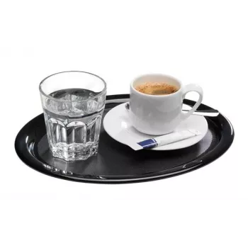 APS KAFFEEHAUS ovalus melamino padėklas, juodas, su užriestu kraštu, 260 x 200 x 15 mm 84251