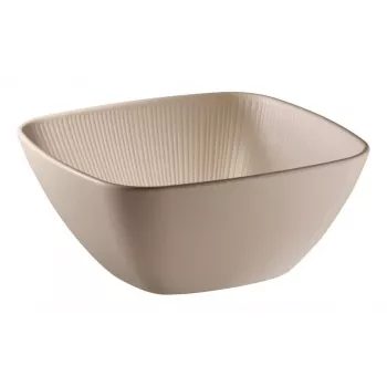 APS NERO kvadratinė serviravimo lėkštė 250 x 250 mm smėlio spalvos melaminas, sukraunama, tinkama plauti indaplovėje, atspari karščiui 85417