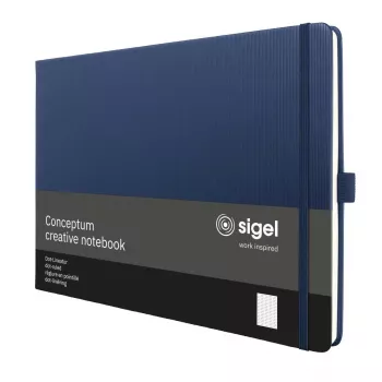 SIGEL Conceptum A4 gulsčio formato taškinio tinklelio užrašų knyga tamsiai mėlyna cietais viršeliais 132 puslapiai CO206
