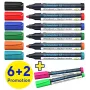 Schneider Maxx 290 baltoji lenta ir flipčartas žymeklių rinkinys, 8 vnt. įvairių spalvų, apvalus antgalis 2,0-3,0 mm 129098