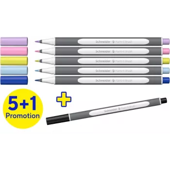 Schneider Paint-It 070 flomasterių rinkinys, 6 skirtingų spalvų, 1 mm apvalus antgalis, vandeniniai dažai, ventiliuojamas apsauginis dangtelis ML07010502