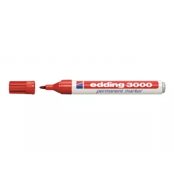 Edding 3000 Permanentinis žymeklių rinkinys, 4 skirtingų spalvų (juoda, raudona, mėlyna, žalia), kaltinis antgalis 1,5-3 mm, atsparus vandeniui, silpno kvapo 79628