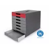 DURABLE IDEALBOX PLUS dokumentų stalčius DIN A4 su 7 stalčiais, pilkas/raudonas 776303