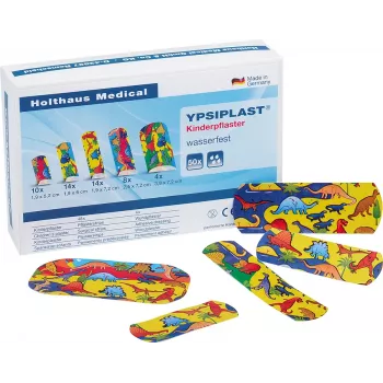 Holthaus Medical YPSIPLAST 40790 spalvotų pleistrų rinkinys, 50 vnt., hipoalerginis, atsparus vandeniui, be latekso