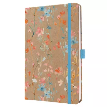 SIGEL Jolie 2027 savaitinis planeris A5 Blue Floral Serenity kietu viršeliu su elastine juostele, rašiklio kilpele, dviejomis knygos žymėmis, vidine kišene, 144 puslapiai, 80 g/m² popieriaus, užapvalinti kampai, daugiakalbis 7J807