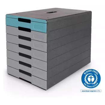 DURABLE IDEALBOX PLUS stalčių dėžė, 7 stalčiai, DIN A4, pilka/mėlyna, polistirenas 776306