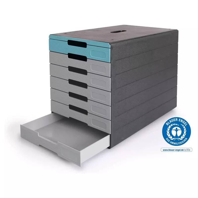 DURABLE IDEALBOX PLUS stalčių dėžė, 7 stalčiai, DIN A4, pilka/mėlyna, polistirenas 776306
