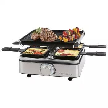 PROFI COOK Raclette Grill PC-RG 1301 4 asmenims su dvi puses naudojama ketaus keptuve, nerūdijančio plieno korpusas 501301