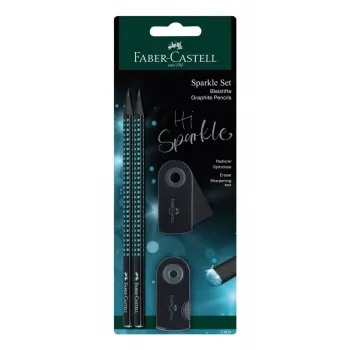 Faber-Castell Black Edition Midnight Ocean grafito pieštukų rinkinys, 5 pieštukai (B, 2B, 4B, 6B, 8B), trikampio formos ergonomiškas korpusas, juodai mėlynas gradientas 118295