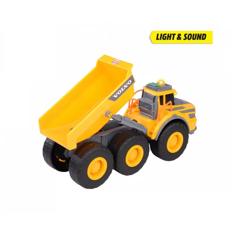 Dickie Toys Volvo A60H šarnyrinis savivartis 1:24 mastelio statybos transporto priemonė su šviesos ir garso efektais 203723007