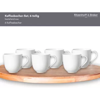 Ritzenhoff & Breker Skagen baltos porceliano kavos puodeliai 440 ml, 6 vnt. rinkinys 317329