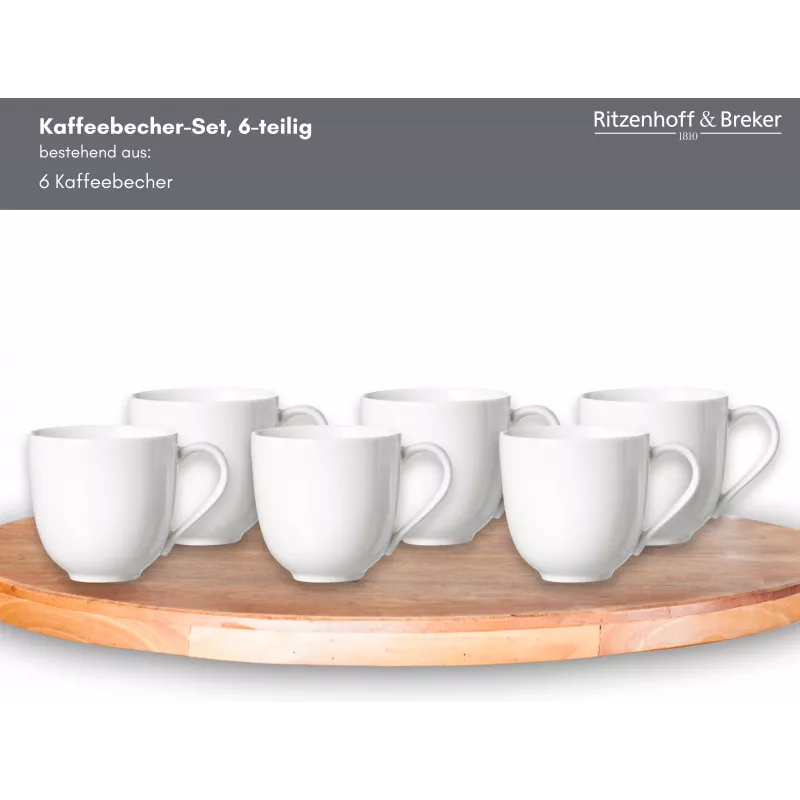 Ritzenhoff & Breker Skagen baltos porceliano kavos puodeliai 440 ml, 6 vnt. rinkinys 317329