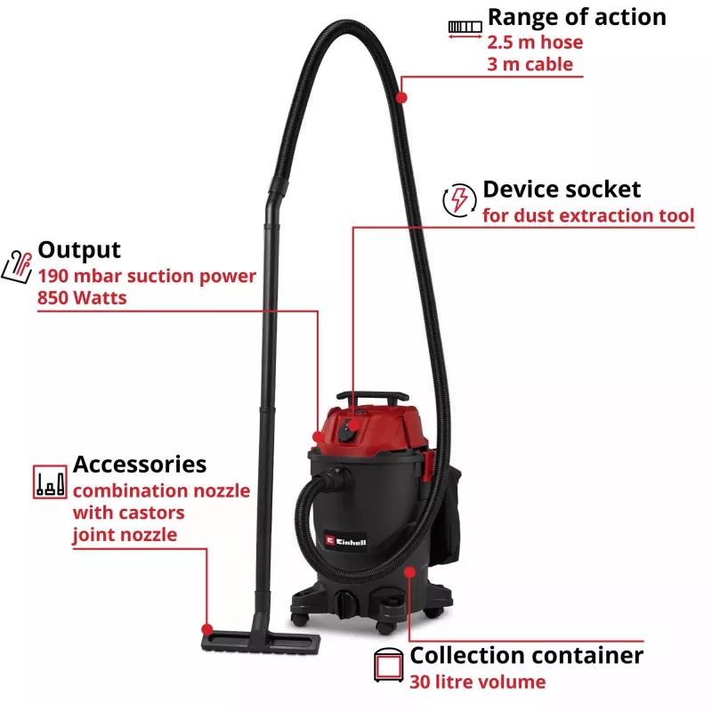 Einhell TC-VC 3055 A šlapio ir sauso siurbimo dulkių siurblys 30 L nerūdijančio plieno 1500 W 2347430