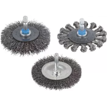 Wolfcraft 75 mm mazgotinis plieninis diskinis šepetys su 6,3 mm kotu 2100000