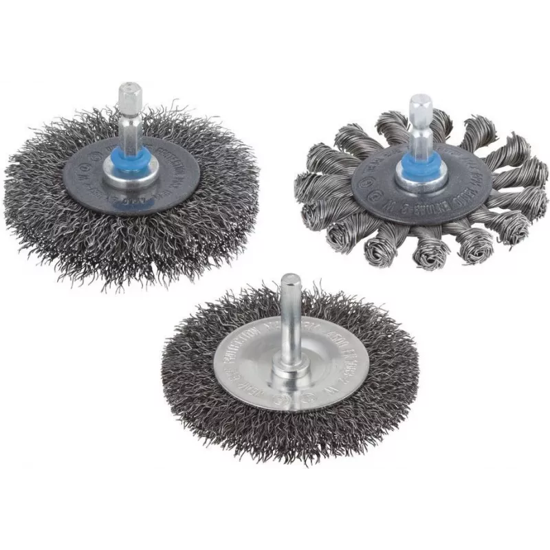 Wolfcraft 75 mm mazgotinis plieninis diskinis šepetys su 6,3 mm kotu 2100000