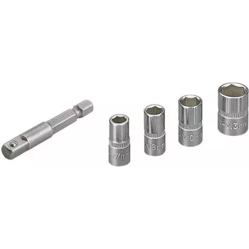 Wolfcraft 2413000 5 dalių išorinių šešiabriaunių galvučių rinkinys, 1/4 inch pavara, chromo vanadžio plienas