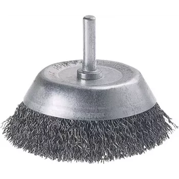 Wolfcraft puodelinis šepetys su 1/4 colio (6,3 mm) kotu, 50 mm šepečio skersmuo, gofruota plieninė viela 2106000