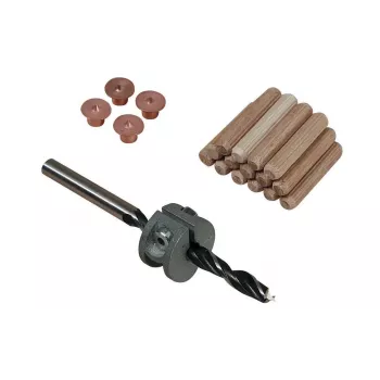 Wolfcraft 8 mm buko medienos kaiščių rinkinys su grąžtu, gylio ribotuvu ir žymekliais (50 kaiščių, 56 dalys) 2917000