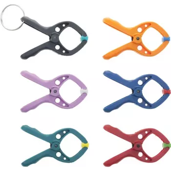 Wolfcraft 3420000 Microfix mini spyruokliniai spaustukai, 6 vienetų rinkinys, 20 mm suspaudimo plotis, juodi/oranžiniai