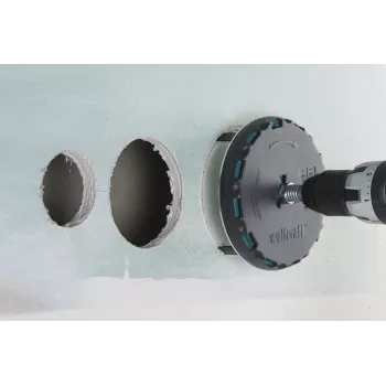 wolfcraft reguliuojamas kiaurymų pjovimo diskinis grąžtas 45-130 mm su HSS peiliukais ir centravimo grąžtu 5978000