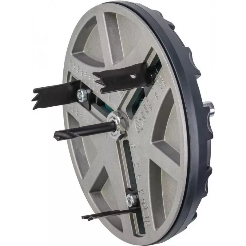 wolfcraft reguliuojamas kiaurymų pjovimo diskinis grąžtas 45-130 mm su HSS peiliukais ir centravimo grąžtu 5978000