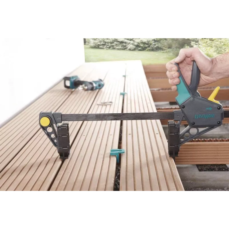 Wolfcraft 6985000 sraigtinis spaustuvas, 450 mm suspaudimo plotis, 120 kg suspaudimo jėga