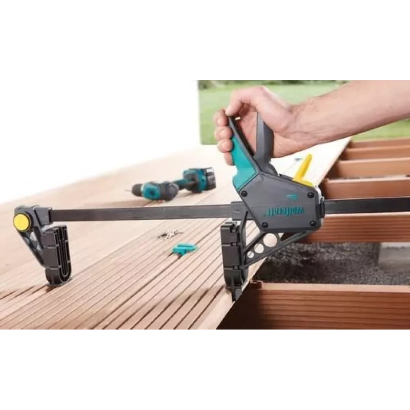Wolfcraft 6985000 sraigtinis spaustuvas, 450 mm suspaudimo plotis, 120 kg suspaudimo jėga