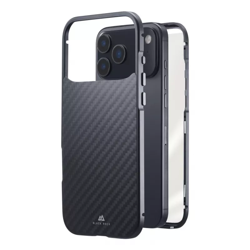 Black Rock Cover 360° stiklas, skirtas Apple iPhone 17 Pro Max, Real Carbon, 00080472